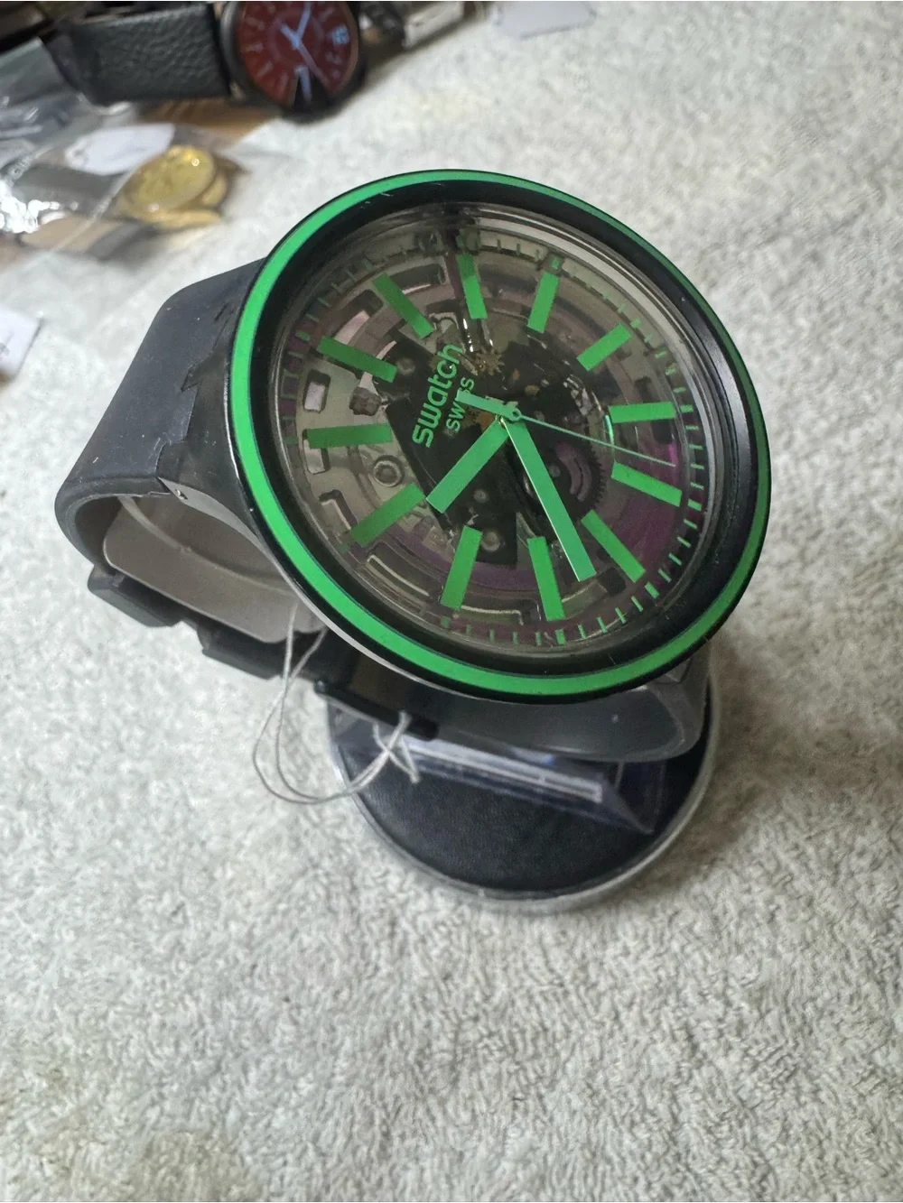 Swatch Black Watch with Bright Green Accents